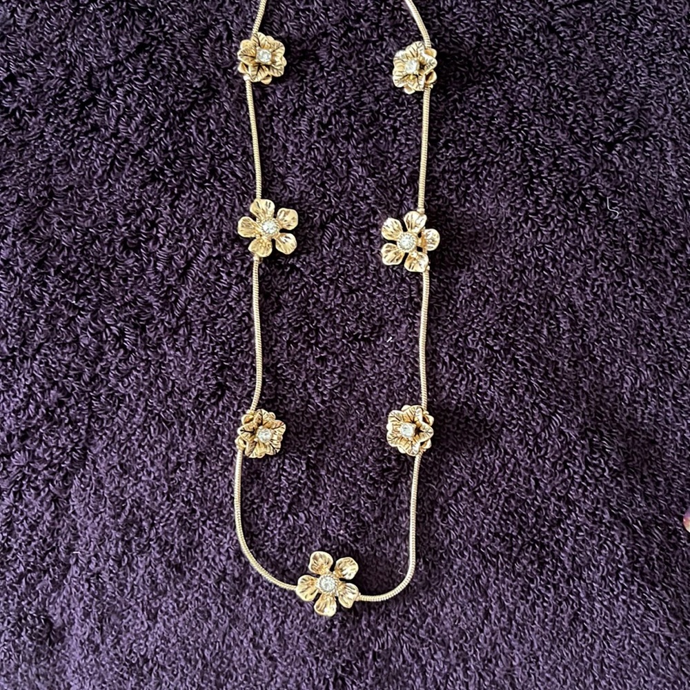 Gold Necklace with Flowers